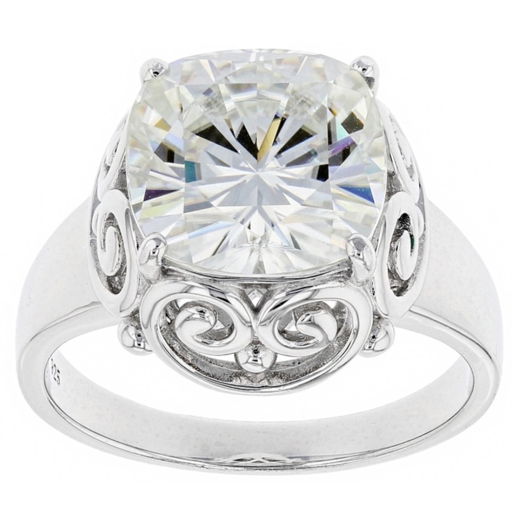 Moissanite Fire Ring Vintage Style Engagement Solitaire Platineve Size 6